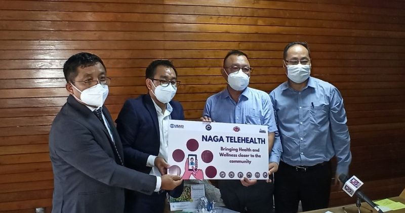 Minister of Health and Family Welfare S Pangnyu Phom along with officials of the Directorate of Health and Family welfare, Nagaland during the launch of Naga Telehealth on September 9. (DIPR Photo)